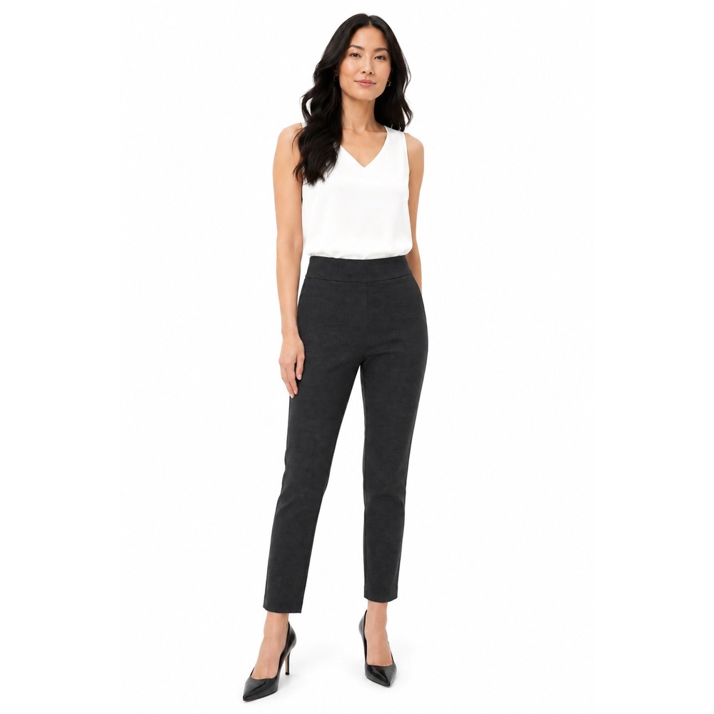 Kenar Womens Black White Micro Dot Textured Side Zip Ankle Pants‎ Size 10